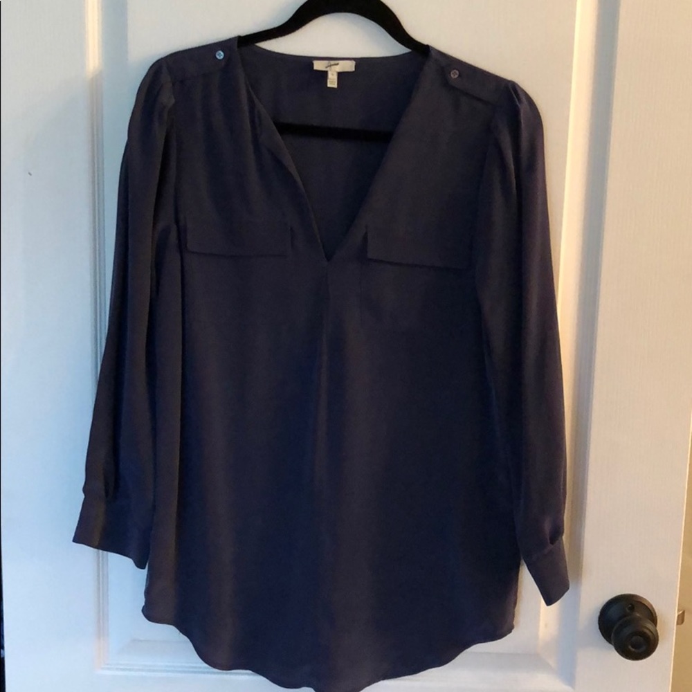 Joie Navy Blue V-Neck Long Sleeve Blouse